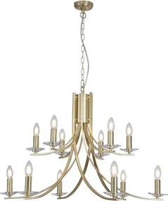 Searchlight 41612-12SB - Candelabru suspendat pe lanț ASCONA 12xE14/60W/230V