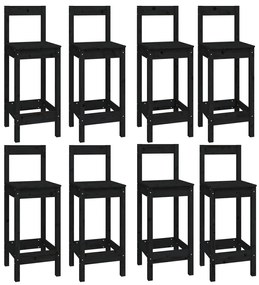 Set mobilier de bar, 9 piese, negru, lemn masiv de pin