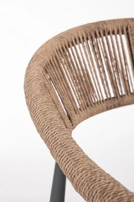 Scaun de gradina din aluminiu, cu perna detasabila, antracit / maro, Jandia Bizzotto