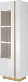 Vitrina CITY, alb/stejar, PAL melaminat/sticla, 60x40x194 cm