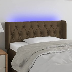 3123565 vidaXL Tăblie de pat cu LED, maro închis, 103x16x78/88 cm, textil