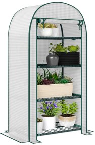 Outsunny Seră de grădină seră de balcon rezistentă la UV ușă rolo 4 rafturi acoperiș PE 80 x 50 x 160 cm alb | Aosom Romania
