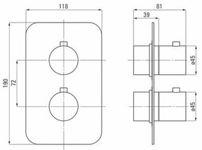 Baterie dus Deante Box Round incastrata pentru corp ingropat, otel slefuit Otel slefuit