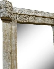 Oglindă din lemn masiv de tec sculptat manual, 150x18x210 cm, "Ancient"