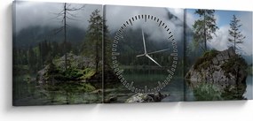 Tablou cu pomi în lac (cu ceas) (90x30 cm)