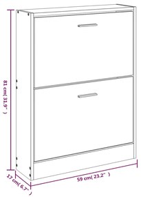 Pantofar, alb, 59x17x81 cm, lemn prelucrat Alb, 59 x 17 x 81 cm, 1