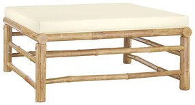vidaXL Set mobilier de grădină cu perne alb crem, 6 piese, bambus