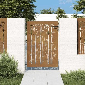 vidaXL Poartă pentru grădină, 85x125 cm, oțel corten, model bambus