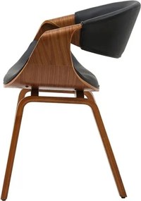 Scaun retro imitatie piele neagra, lemn furniruit ORGANIC