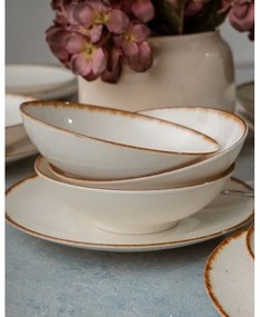 Set de veselă, 24 piese, porțelan, bej/maro