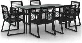 vidaXL Set mobilier de grădină, 7 piese, negru, ratan PVC