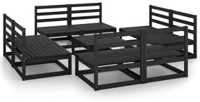 3075278 vidaXL Set mobilier de grădină, 9 piese, negru, lemn masiv de pin