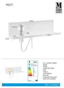 Aplică perete cu stație de încărcare USB Markslöjd Multi, alb