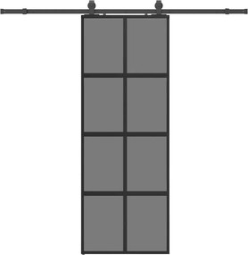 vidaXL Ușă glisantă cu set feronerie neagră 76x205cm sticlă securizată