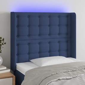 3124478 vidaXL Tăblie de pat cu LED, albastru, 103x16x118/128 cm, textil