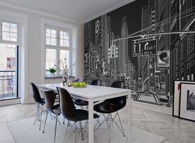 Fototapet, Cartoon City, Black, Rebel Walls