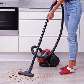 La mâna a doua: Aspirator fara sac Rosberg R51001B, 800W, HEPA, Ciclon, 2 L, Accesorii, Rosu