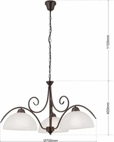 Orion - Lustru suspendat pe lanț RULA 3xE27/40W/230V Ø 70 cm alb/bronz