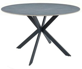 Masa rotunda TALIA, gri cu efect de marmura/negru mat, ceramica/metal,