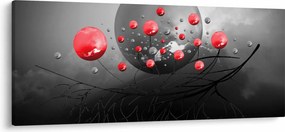 Tabloul cu bile abstracte roșii (120x50 cm)