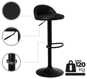 Scaune de bar negre cu înălțime ajustabilă 2 buc. din imitație de piele (înălțime șezut 72 cm) – Casa Selección