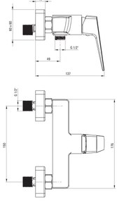 Deante BQL_040M - Baterie de duș BLUR, crom lucios