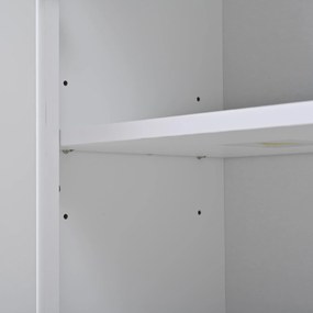 Bufet modern cu 2 uși, 1 sertar, spațiu semideschis de depozitare și 3 rafturi pentru vin, 130x35x70 cm, Alb