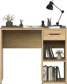 Birou Modern Adore Concept cu Sertar și 2 Rafturi, Alb - Maro - Stejar - Antracit, 90x52x75 cm