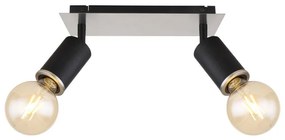 Aplica de perete / tavan cu 2 spoturi directionabile design modern Joseba negru, nichel mat