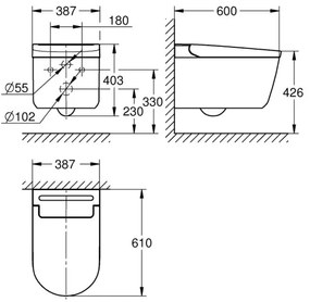 GROHE SENSIA 36507SH0 - Toaletă cu duș, 600 × 387 × 403 mm, ceramică, alb