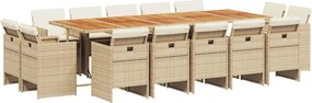 vidaXL Set mobilier de grădină cu perne, 15 piese, bej, poliratan