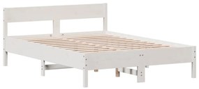 842755 vidaXL Cadru de pat cu tăblie, alb, 120x200 cm, lemn masiv de pin