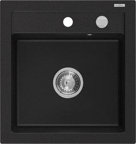 Mexen Vito chiuvetă din granit cu 1 compartiment 520 x 490 mm, negru, sifon cromat - 6503521000-77