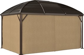 Outsunny Pavilion de grădină, cort petrecere, cort festiv, 4 x panouri laterale duble, impermeabil, 2 cârlige pentru felinare, aprox. 4 x 3 x 2,8 m, maro | Aosom Romania
