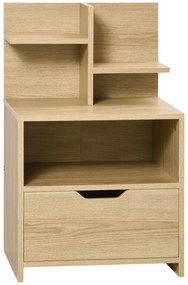 Noptieră Modernă HOMCOM | Sertar și Rafturi pentru Depozitare | Ideală pentru Dormitor sau Sufragerie | 45x35x73 cm | Lemn Natural | Aosom Romania