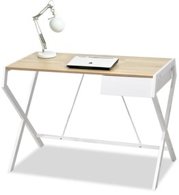 Masă PC Desiguo (stejar + alb). Promo -7%. 1109744