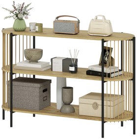 HOMCOM Blat de Consolă cu Coardă de Hârtie Împletită Manual Cadru de Oțel Stil Bohemian 124x43,5x80 cm Natural | Aosom Romania