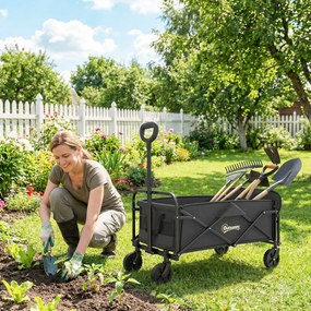 Outsunny Cărucior de Grădină 72L Pliabil cu Mâner Reglabil, din Oțel și Material Oxford, 114x46x92 cm, Negru | Aosom Romania