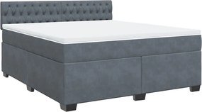 vidaXL Pat box spring cu saltea, gri închis, 180x200 cm, catifea