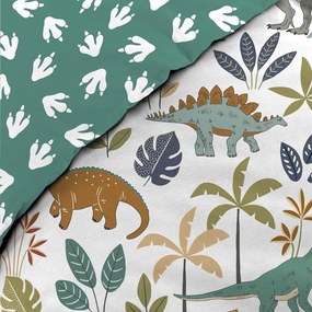 Lenjerie de pat pentru copii albă-verde din bumbac pentru pat de o persoană 140x200 cm Dina – douceur d'intérieur