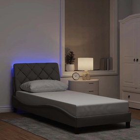 vidaXL Cadru de pat cu LED fără saltea Taupe 90x200 cm Material