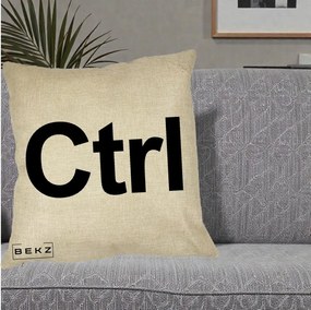 Perna Personalizata Tasta Ctrl Tipografie Bold, 40x40 cm, Crem, Husa Detasabila, Perna Inclusa, BEKZ®