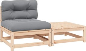 vidaXL Set mobilier grădină cu perne, 2 piese, lemn masiv de pin