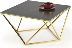 Masuta cafea FELICIA, negru/auriu, ceramica/metal, 80x80x46 cm