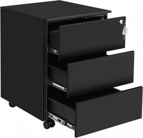 Corp mobil pentru birou / rollbox, 45 x 39 x 55 cm, metal, negru, Songmics