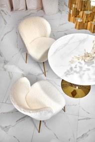 Set masa rotunda Casemiro + 3 scaune K474 crem/auriu