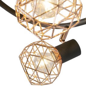Spotlight modern negru cu cupru 3 lumini - Mesh