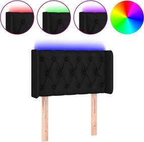 vidaXL Tăblie de pat cu LED, negru, 83x16x78/88 cm, textil