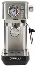 Espressor manual Ariete ESPRESSO METAL SLIM 1381/10, 1300W, 15 bar, 1.1 L, Manometru, Cafea macinata si doze ESE,  Inox