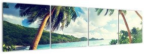 Tablou modern - palmieri pe plajă (160x40cm)